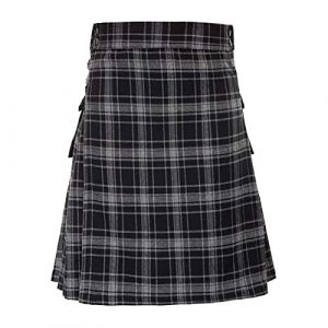 Kilt écossais pour Hommes, Taille élastique, avec Doublure en Maille, Cordon de Serrage réglable, Respirant, à séchage Rapide, Noir, Blanc, Vert, Gris, Kilt Cargo Tactique et Grandes Poches, Kendo (TTorju, neuf)
