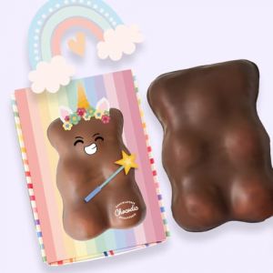 Ourson Guimauve XL | Guimauve Vanille enrobé de Chocolat Lait ou Noir | Anniversaire Remerciement Fête des Pères Plaisir d'offrir Saint Valentin Fête des Mères Pâques Noël (Licorne, Chocolat Lait) (CHOCODIC Maître artisan chocolatier depuis 1995, neuf)