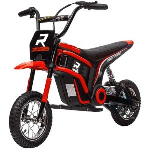HOMCOM Moto Cross électrique pour Enfant, Moto électrique avec Moteur Puissance 350 W, Vitesse 8-16 km/h, Batterie 12V, Effets sonores, pour Enfants 8-12 Ans, Rouge (Aosom FR, neuf)