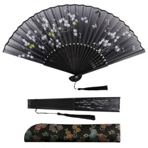 &Eacute;ventail Pliant pour Femme, Eventail Pliable Soie de Style Vintage Chinois pour Decoration Anniversaire Mariage F&ecirc;te Cadeau (DINODANUBE TRADING, neuf)