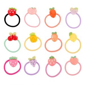 PAMINGONO Élastiques à Cheveux pour Filles Lot de 12 Paires Fruités en Gelée Souple Motifs Fraise Colorés Accessoires Mignons sans Abîmer pour Coiffures Bébé et Petites Filles (ndunk, neuf)