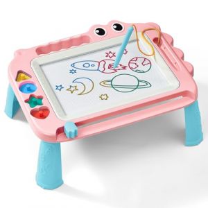 SGILE Jouets pour enfants, tableau magique magnétique pour l'apprentissage précoce, ardoise magique effaçable en couleur avec 4 Pieds, quatre timbres, cadeau pour bébé, fille, garçon, 3 4 5 ans, Rosa (GUANMA EU, neuf)