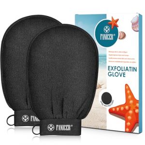 2x Gant Exfoliant pour le Corps, Gant Exfoliant Corps, Gants Gommage Corps Et Visage, Enlever La Salet&eacute; Et Les Peaux Mortes pour Nettoie et Purifie La Peau, Doux Gants Exfoliants, Noir (COMANA TECH S.R.L., neuf)