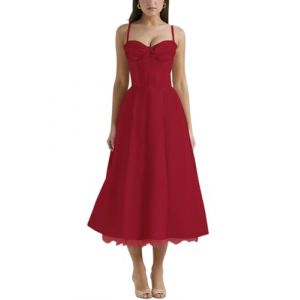 Minetom Robe Longue Femme Spaghetti Robe De Soirée Florale Chic Et Elegant Robe De Plage sans Manches Robe Été Décontractée Imprimé Swing pour Bal Mariage Cocktail Party Dress B1 Rouge XS (B.W.S KIT, neuf)