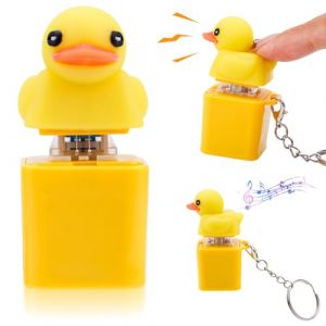 BTFO 2pce Porte-Clés Canard Cancanant, Clavier Canard avec Lumières et Sons Colorés Joli Porte-Clés Décoratif Jouet Portable à Bouton-Poussoir pour Enfants et Adultes (Bai Yun, neuf)
