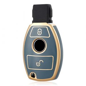 OFF WE GO Coque de Cl&eacute; Etui Cles pour Mercedes Benz Boitier Cl&eacute; de Voiture pour Classe A B C CL CLK E M R S SL SLK W169 W245 W202 W203 W208 W209 W210 W211 W164 W251 W220 R171, Bleu Or (OFF WE GO, neuf)
