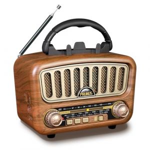 Poste Radio Vintage Rétro, Petite Radio AM/FM/SW Bluetooth, Poste Radio Portable avec Haut-Parleur 5 W, Prise en Charge des Fonctions USB/TF/AUX, Radio de Cuisine pour Maison, Bureau et L'extérieur (TRUST AND BU, neuf)