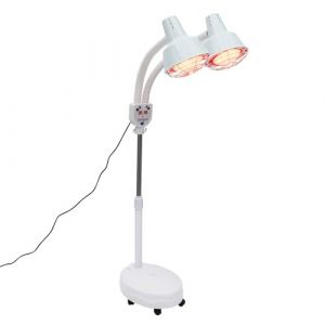 YUYUZI Lampe infrarouge à double tête 275 W avec télécommande – Lampe à lumière rouge réglable en hauteur avec bras pivotant à 360° – Lampe de thérapie thermique pour soulager la douleur et les soins (XSQMJO, neuf)