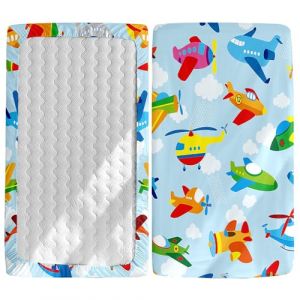 Odot Drap Housse pour Lit Bébé en Microfibre Doux Respirant, Drap Housses Enfant Imprimé Dessin Animé, Protège Matelas Compatible pour Berceau, Couffin et Nacelle (Avion Bleu,95x65cm) (Odot, neuf)