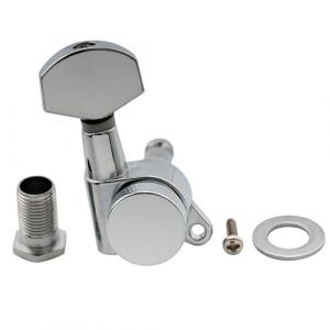 Musiclily Pro 15:1 Ratio M&eacute;canique &agrave; Blocage Individuelle C&ocirc;t&eacute; Basse Locking Tuner avec Bouton Hexagonal pour Guitare &eacute;lectrique Strat Tele, Chrome (Musiclily Direct France, neuf)