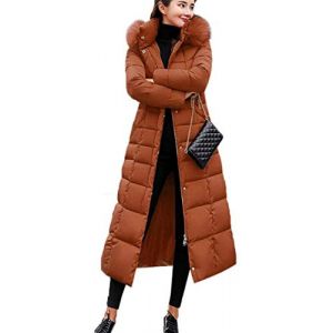 Earnmore Femme Doudoune Longue Manteau Hiver Manteau avec Capuche Fourrure Doudoune Femme Zipp&eacute; Longue Casual Duvet de Coton Parka Slim Fit Veste (IFLETI, neuf)