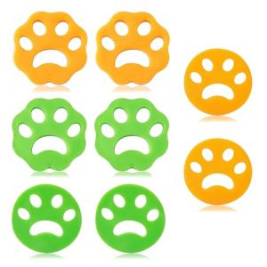 ramasse poil machine a laver, 8 pi&egrave;ces pattes pelucheuses pour machine &agrave; laver silicone r&eacute;utilisable &eacute;pilateur de poils de chat pour enlever les poils d'animaux, vert et orange [Classe &eacute;nerg&eacute;tique A] (yingshihaokuajing, neuf)