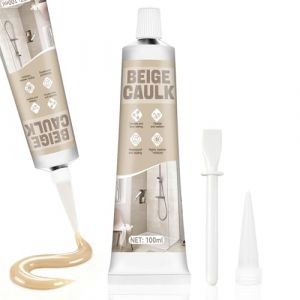 ALLONY Joint Silicone, silicone Sanitaire, Silicones Beige, Mastic Silicone de Construction, Joint Salle de Bain pour Bain Cuisine Carrelage Fen&ecirc;tres Carrelage, Int&eacute;rieur Ext&eacute;rieur, 100ML (SUQIAN, neuf)