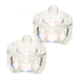 BELLIFFY 2pièces Godet Pour Vernis à Ongles Avec Couvercle Lot De Coupelles à Ongles Verre Cristal Pour Manucure Et Nail Art (Hunation, neuf)