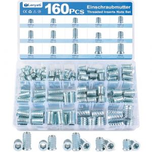 160 Pièces Insert Fileté Bois M6/M8/M10, Leryati Inserts D'écrou Borgne Ecrou Hexagonal, Zinc Douille Filetée Insert a Visser Insert Écrous à Visser Fileté, Manchons à Visser Vis Tête Insert Bois (Fenghong Globle, neuf)