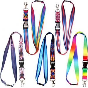 Rolseley Lot de 5 Courroie de Cou de Lani&egrave;res Luxueuse avec Multicolore Motifs - Tours de Cou porte Badges avec Clip M&eacute;tal Amovible et Clip de S&eacute;curit&eacute; - Id&eacute;ale Pour Les Cl&eacute;s de Badge D'identification (ROLSELEY Ltd, neuf)