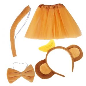 VALICLUD D&eacute;guisement De Singe Avec Serre-t&ecirc;te Oreilles Noeud Costume Jupe Tutu Kit De Costume Pour Cosplay Et F&ecirc;tes (Cedongh, neuf)