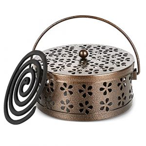Porte Spirale Anti Moustique en Métal, Support Spirale Anti Moustique pour Intérieur et Extérieur, Boite pour Spirale Anti Moustique Fer pour Maison, Extérieur, Pêche, Voyage (Bronze) (Jund-EU, neuf)