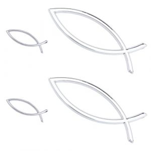 SUPERFINDINGS 4Pcs 2Styles Auto Autocollant Décalque Poisson Chrétien Sticker, Autocollant Poisson Chrétien en Plastique Emblème de Poisson de Foi Véhicule Sticker pour Voiture Moto Camions (SUPERFINDINGS  FR, neuf)