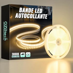 GZBtech 220V Silicone Ruban LED 5M, 3000K Blanc Chaud Flex Découpable IP65 Etanche Exterieur & Intérieur Bandeau LED, 1200LM/M Haute luminosité Bande LED pour Maison Chambre Cuisine Terrasse Jardin (GZBtech, neuf)