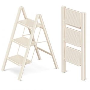 GameGem Escabeau 3 Marches pour Adultes, &Eacute;chelle Pliante avec Base Antid&eacute;rapante, Marches &Eacute;largies, Design Esth&eacute;tique s'Int&eacute;grant Parfaitement aux Int&eacute;rieurs Domestiques (GameGem-eu, neuf)