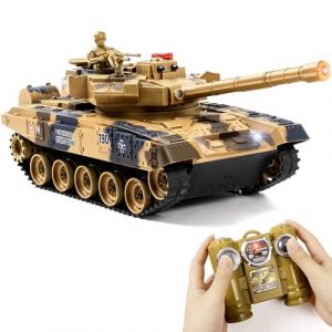 Char Radiocommande Russian T90 RC 1/24, Tank Telecommande avec Effets Sonores, Fumée, Recul, Combat Multijoueur 2,4GHz – Tank Militaire Telecommandé pour Enfant et Adulte, Modele Realiste avec LED (YuuDelvv, neuf)