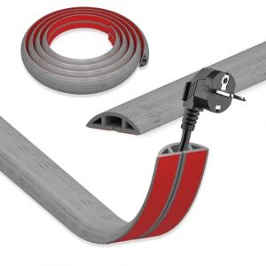 DIKARIYA Passage de Cable au Sol, 3mx30mm Gris Cache Cable Sol, Petit Canal de Câble Flexible, Goulotte Passe Cable, PVC Cache Fil Électrique Sol Auto-Adhésif Montage pour Tous Les Câbles Bureau (DIKARIYA EU, neuf)