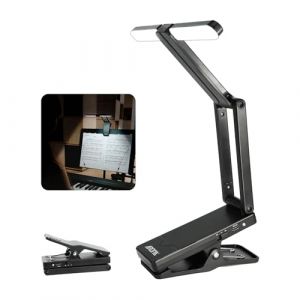 AROMA Rechargeable Clipsable Lampe Pupitre Musique Lampe Piano avec 2 Niveaux de Luminosité Angle Réglable pour le Piano Partitions Guitare (Aroma Music Global, neuf)