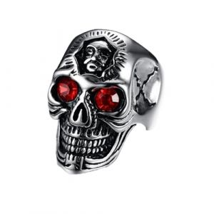 MAGIIE Bague Homme Anneau T&ecirc;te de Mort,Gothique R&eacute;tro Cr&acirc;ne Flamm&eacute; Bague Skull Ring,Bague en Acier inoxydable pour Homme Gar&ccedil;on (Argent&eacute;, 70) (MAGIIE, neuf)
