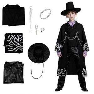 Générique S-aja Ji-nu Hunters Cosplay Costume for Kids, K/pop Sajas Boys Costume Halloween Cosplay Vêtement Déguisement Photo Extérieur Sport Spectacle (xuykhz, neuf)
