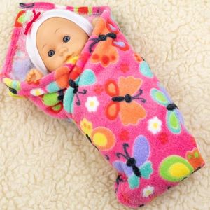 PinkZebra Couverture pour lit de poupée - 40 x 50 cm - Pour poussette de poupée - Couverture douce pour peluches et poupées de 28 à 48 cm - Couverture polaire moelleuse - Motif papillons (PinkZebra., neuf)