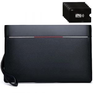 Eshow Pochette Homme Cuir PU, Sacs &agrave; Main Homme avec Dragonne Petite Sacoche D'affaires Portefeuille Hydrofuge L&eacute;ger Pour Voyage Loisirs Bureau (HomyFy, neuf)