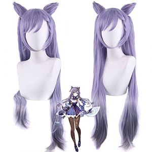 Perruque pour augmenter le volume des cheveux après la chimiothérapie The Original God Tingni Kuaiyu sculpté clair mélangé gris violet dégradé double queue de cheval Croissant Cosplay perruque (good stuff A, neuf)