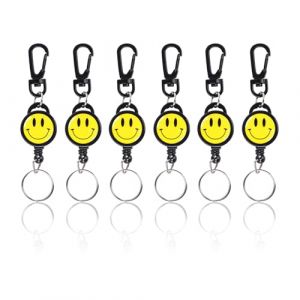 6 Piezas Porte Cl&eacute; Extensible, Porte Badge, Carita Porte Cl&eacute; Retractable, con Llavero, Giratorio, para Llevar Llaves, Decoraci&oacute;n (MYLERCT, neuf)