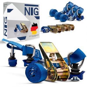 Lot de 6 sangles d'arrimage avec cliquet - Avec raccord en plastique - Pour rail d'avion - Rail d'arrimage - Sangle &agrave; cliquet - Largeur : 25 mm - Longueur : 1100 mm - 500 kg (Nutzfahrzeug Technik GmbH, neuf)