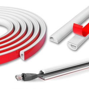Zephyra 3 m Goulotte Passe-Câble Blanc Autocollante – Goulotte Demi-Ronde Flexible pour Mur, Sol, Plinthe, Cache Câble TV et Électrique – Protection des Fils en PVC Souple (ZephyraDirect, neuf)