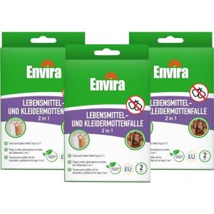 Envira 2 en 1 Piège à mites alimentaires et à mites des vêtements, 6 pièces - Piège à mites pour 3 mois Protection contre les mites - Alternative aux guêpes parasites (ENVIRA BRANDS, neuf)