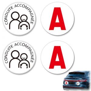 4 Pièces Conduite Accompagnée Magnetique, 2 Styles Conduite Supervisée Magnetique, Disque Conduite Accompagnée, Imperméable Réutilisable (15 cm) (YunLangShiJiu, neuf)