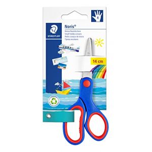 Staedtler Noris 965, Ciseaux droitiers à bouts arrondis, Sécurisés pour les enfants, Étui blister avec 1 paire de ciseaux de 14 cm, 965 14 NBK (Pegas-Store, neuf)