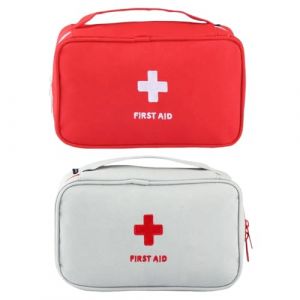 XPEX 2 Pièces Trousse De Secours Vide, 230 * 130Mm Trousse Pharmacie Voyage, Sac De Stockage De Médecine Portable, Kit Premier Secours, Trousse Secours Portable Kit, Trousse Secours Vid(Rouge/Gris) (UAB "DAFUHUA LT", neuf)