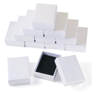 Cheriswelry Lot de 12 petites boîtes cadeaux à bijoux texturées en losange pour cadeaux, collier, bague, boucles d'oreilles, bracelet, blanc (Cheriswelry EU, neuf)