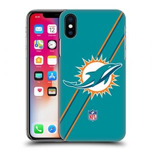 Head Case Designs sous Licence Officielle NFL Rayures Miami Dolphins Logo Coque Dure pour l'arri&egrave;re Compatible avec Apple iPhone X/iPhone XS (eCell, neuf)
