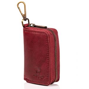 MATADOR Mini Pochette Rangement - Sac pour Clef en Cuir V&eacute;ritable | Etui &agrave; Cl&eacute; avec Femeture &Eacute;clair YKK en M&eacute;tal et Mousqueton | Porte Cl&eacute;s Clef Protection Organiseur avec Bo&icirc;te Cadeau Elegant Rose (MATADOR LEDER "The German Brand", neuf)