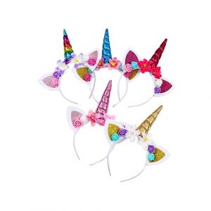 DEARMAMY 5pi&egrave;ces &Eacute;lastiques pour Cheveux Licorne Bandeaux pour Gar&ccedil;on Fille Serre-t&ecirc;tes Foulards Fleuris Ornements de T&ecirc;te &agrave; N&oelig;ud Accessoires pour Cheveux Gar&ccedil;on Fille Jaune Bleu Rose Rouge (Liiane, neuf)