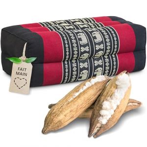 Livasia Coussin Yoga carr&eacute; Bloc - 17x34x12cm - Coussin de m&eacute;ditation kapok, Coussin de Soutien Bolster rectangulaire, Accessoires Yoga Pilates Coussin cale-Nuque, Fait Main (Noir/&Eacute;l&eacute;phants) (livasia, neuf)