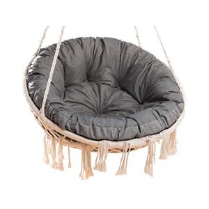 Coussin de jardin, coussin fauteuil cocon, coussin fauteuil suspendu, coussin balancelle &ndash; 92 x 92 cm &ndash; Gris (PillowPrim, neuf)