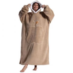 Pterygoid Couverture &agrave; Capuche surdimensionn&eacute;e- Plaid Polaire Chaud avec Manches, avec Grande Poche et Capuche Large, Pull Plaid Douillet pour Adulte, Cadeau Hiver cocooning (Homegee, neuf)