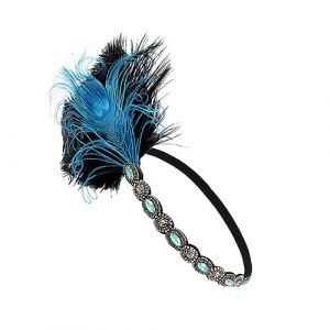 ULTECHNOVO Bandeau r&eacute;tro plume decoration casque &agrave; clapet ornement de cheveux de f&ecirc;te bandeau vintage femme accessoire couvre-chef de mari&eacute;e Fascinator Hair Band la plume Bleu (Young Pleasure, neuf)