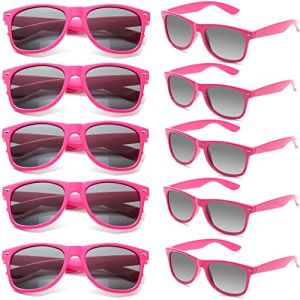 FSMILING Lot Lunettes De Soleil Couleur Plastique Pour Unisexes Adulte Lot Lunettes Fluo Lunettes De Fantaisie Deguisement Pack De Fete(rose) (ONE TWO THREE, neuf)