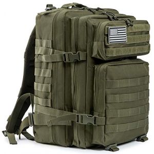 QT&QY 45L Sac &agrave; dos tactique militaire Sac d'assaut militaire Molle Grande capacit&eacute; sac d'urgence Camouflage Randonn&eacute;e Camping Trekking Sac &agrave; dos de chasse (Panda Outdoor Explorer-FR, neuf)